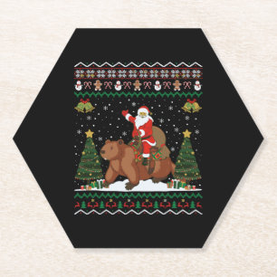 Dessous-de-verre En Papier Le poison de Beaver Ugly Xmas Funny Santa Riding B
