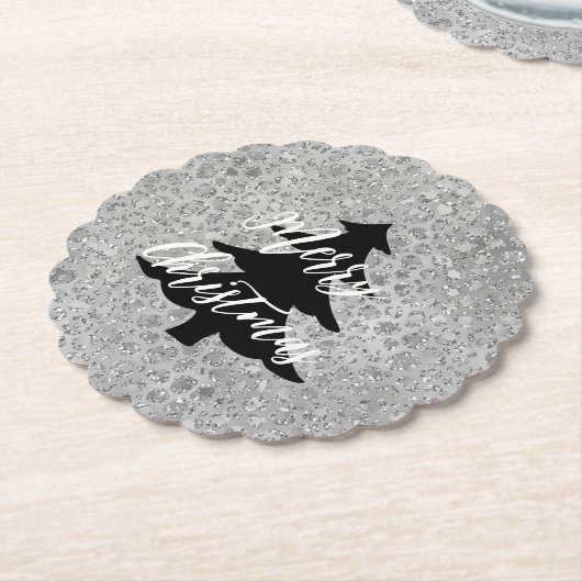 Dessous-de-verre En Papier Leopard argenté gris Meow Kitty Cat (Incliné)