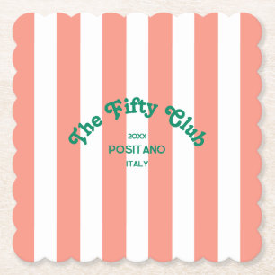 Dessous-de-verre En Papier Les cinquante Club Peach Beach Stripe 50e Annivers