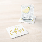 Dessous-de-verre En Papier Lettres de script de la partie d'engagement | Or (En situation)