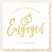 Dessous-de-verre En Papier Lettres de script de la partie d'engagement | Or (Devant)