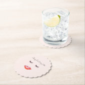 Dessous-de-verre En Papier Lèvres et Cils Rose Pâle Anniversaire (En situation)