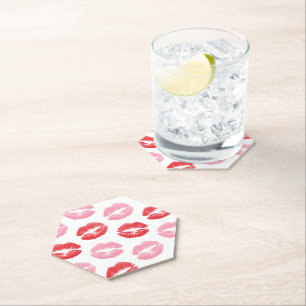Dessous-de-verre En Papier Lèvres rouges et roses, Motif des lèvres, bâton à