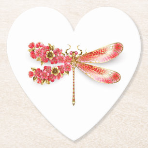 Dessous-de-verre En Papier libellule de fleurs avec sakura de bijoux