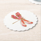 Dessous-de-verre En Papier libellule de fleurs avec sakura de bijoux (Incliné)