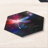 Dessous-de-verre En Papier libellule rouge brillante (Incliné)