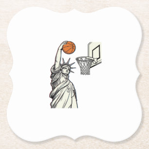 Dessous-de-verre En Papier Liberté Basketball Dunk Dessin de gravure vintage_