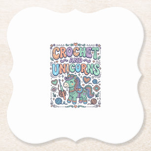 Dessous-de-verre En Papier Licorne au Crochet et Autocollant Licorne Kawaii e