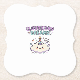Dessous-de-verre En Papier Licorne Cloudicorn Rêves Tendance Graphique Tee De