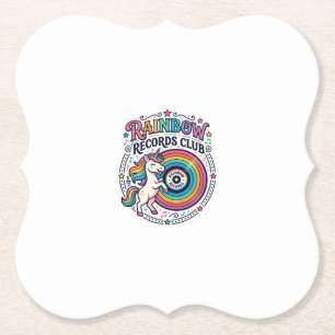 Dessous-de-verre En Papier Licorne Club de disques Arc-en-ciel Fond Blanc Mig
