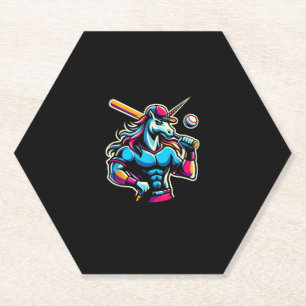 Dessous-de-verre En Papier Licorne En Colère Cool Jouant Balle De Baseball Ba