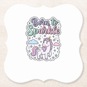 Dessous-de-verre En Papier Licorne Née pour Briller Graphisme Merch Desig
