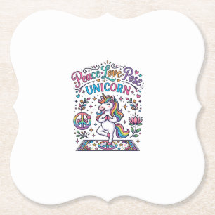 Dessous-de-verre En Papier Licorne Paix Amour Pose Licorne Fond Blanc S
