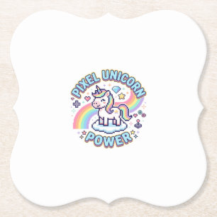 Dessous-de-verre En Papier Licorne Pixel Licorne Puissance Conception Graphiq