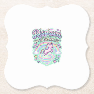 Dessous-de-verre En Papier Licorne Réapparition avec des Paillettes Vecteur P