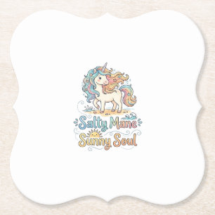Dessous-de-verre En Papier Licorne Salée Crinière Âme Ensoleillée Conception