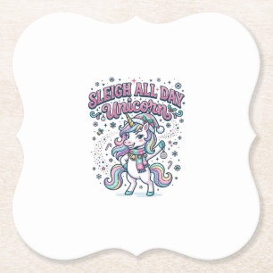 Dessous-de-verre En Papier Licorne Traîneau Toute La Journée Licorne Charmer