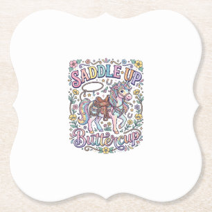 Dessous-de-verre En Papier Licou de licorne papillon coloré fond blanc