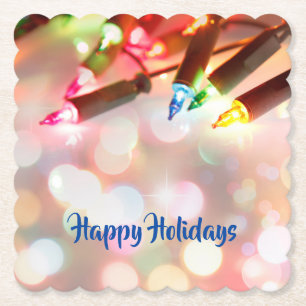 Dessous-de-verre En Papier Lights Twinkle multicolore Noël, bokeh,