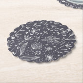 Dessous-de-verre En Papier Ligne Florale monochrome (Incliné)