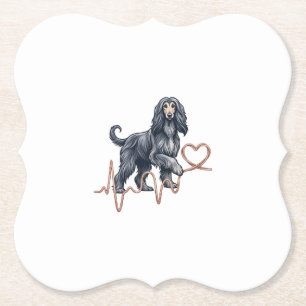 Dessous-de-verre En Papier Lignée de battement de coeur de chien Afghan Hound