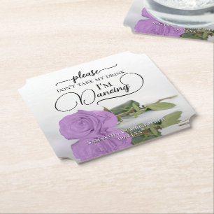 Dessous-de-verre En Papier Lilac Purple Rose Ne prenez pas mon Mariage de boi