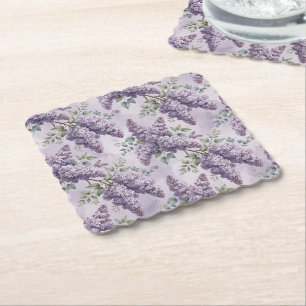 Dessous-de-verre En Papier Lilas Fleurs de lilas Vert sauge Lavande poudrée
