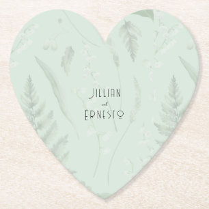 Dessous-de-verre En Papier Lily de Vallée avec des fougères Vert doux pers