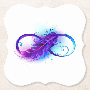 Dessous-de-verre En Papier L'infini avec plume violette