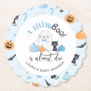 Dessous-de-verre En Papier Little Boo est presque dû baby shower bleu