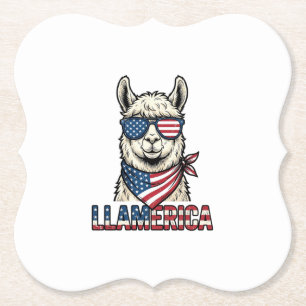 Dessous-de-verre En Papier Llamerica Lama Patriotique Design Vectoriel Vintag