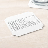 Dessous-de-verre En Papier Logo Moderne Grey Initiales & Nom (Incliné)