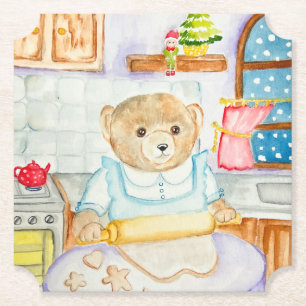 Dessous-de-verre En Papier L'ours fait cuire du pain d'épices