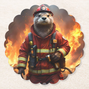 Dessous-de-verre En Papier Loutre Pompiers Contre-Attaquant,
