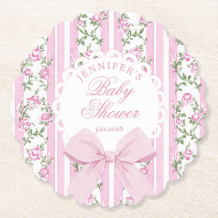Dessous-de-verre En Papier Love Shack Coquette Rose Pâle Nœud Baby Shower