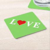 Dessous-de-verre En Papier LOVE Trending Lime Green Moderne Élégant (Incliné)