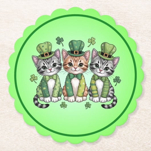Dessous-de-verre En Papier Lucky St. Patrick’s Day Kittens-47474 (Devant)