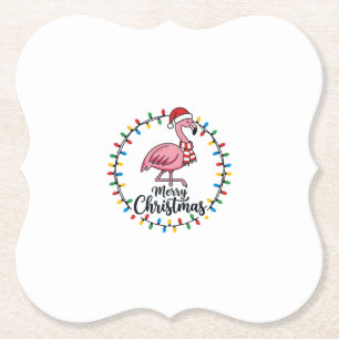Dessous-de-verre En Papier Lumières de Noël Flamant Rose Fêtes