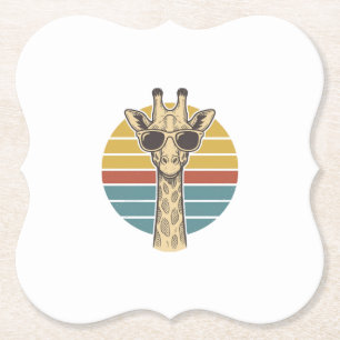 Dessous-de-verre En Papier Lunettes de soleil girafe vintage vecteur crépuscu