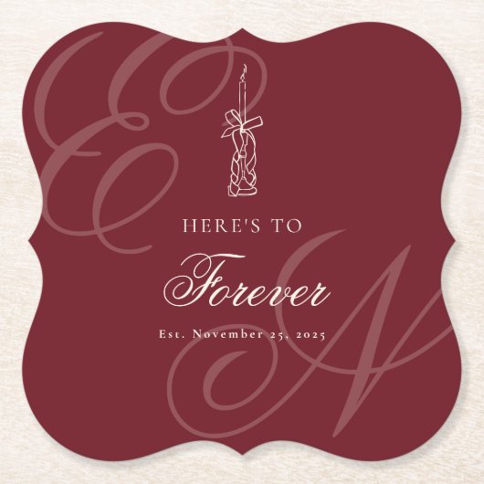 Dessous-de-verre En Papier Luxury Old Money Retro Calligraphy Wedding (Devant)