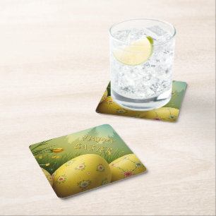 Dessous-de-verre En Papier Magie printanière avec oeufs de Pâques dans une me