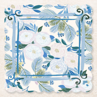Dessous-de-verre En Papier Magnifique feuillage bleu pour un mariage d'hiver