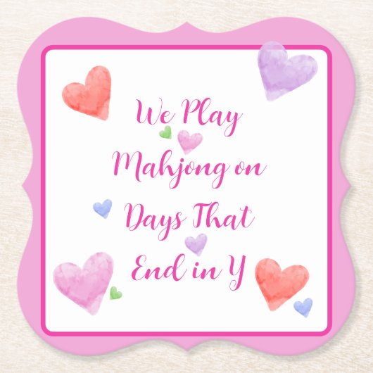 Dessous-de-verre En Papier Mahjong Days End in Y Aquarelle Saint Valentin (Devant)