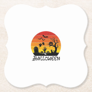 Dessous-de-verre En Papier Main de zombie Halloween Pierre tombale Arbre Chat