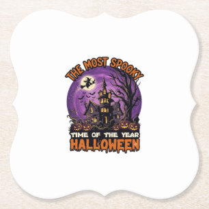 Dessous-de-verre En Papier Maison hantée de Halloween la plus effrayante Sorc
