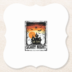 Dessous-de-verre En Papier Maison Hantée Nuit Effrayante Chemise Halloween Vi