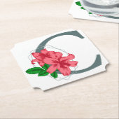 Dessous-de-verre En Papier Majuscule C monogramme floral (Incliné)