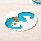 Dessous-de-verre En Papier Majuscule E monogramme floral (Incliné)