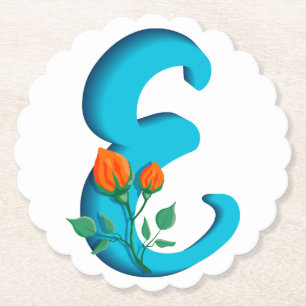 Dessous-de-verre En Papier Majuscule E monogramme floral