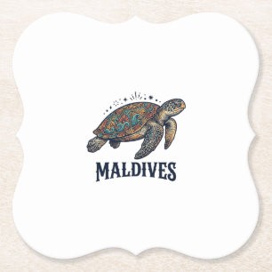 Dessous-de-verre En Papier Maldives Vintage Tortue de Mer Chemise de Voyage D